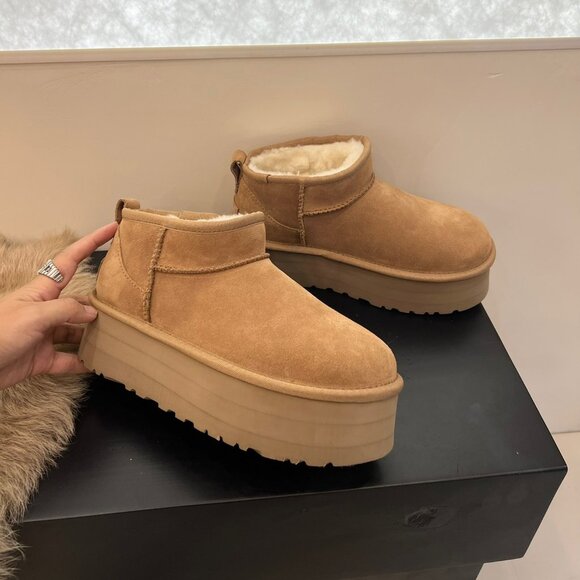 UGG Womens classic ultra mini platform boots Chestnut - Picture 3 of 8